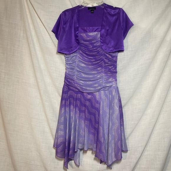 Amy’s Closet youth girls dress. Raglan hem. Attached jacket. Purple size 14 1/2 - Picture 1 of 6